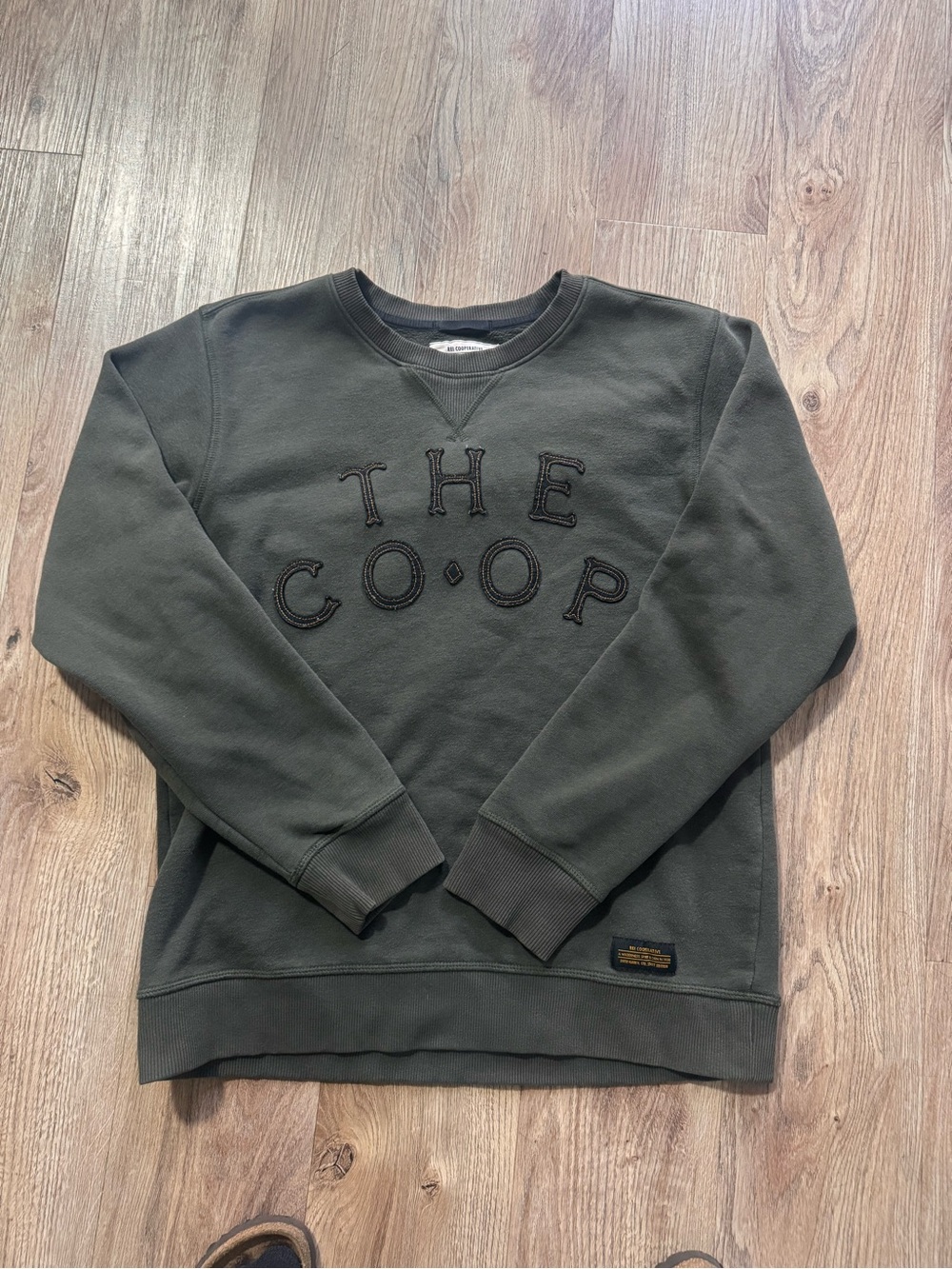 Cooperative Olive Green Crewneck Sweatshirt with Raised Logo